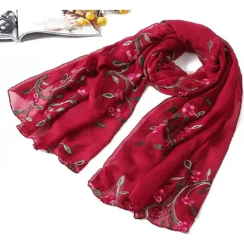 Šátek Dámský hedvábný šátek na jaro a léto | elegantní šátek - Karmínový