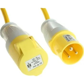 Prodlužovací kabel Prodlužovací kabel, délka kabelu: 14m 2.5mm² 1 zásuvka H05VV-F, 110 V BS4343/EN60309 110V-16A Žlutá, Volně stojící,