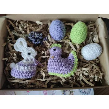 Velikonoční dekorace Slepička a zajíček, levandule zelená