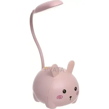 Lampička Nabíjecí Stolní Lampička zajíček s držákem na mobilní telefon a pera - růžový