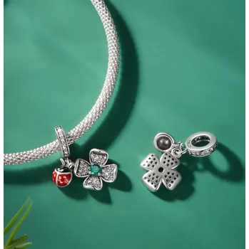 Přívěsek For Silver Přívěsek Čtyřlístek s beruškou - Stříbro 925