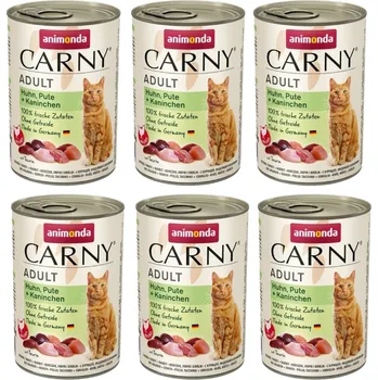 Krmivo pro kočku ANIMONDA Cat Carny Adult příchuť: kuřecí, krůtí, králičí 6x400g