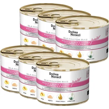 Krmivo pro psa Dolina Noteci PREMIUM pro psy malých plemen JUNIOR bohatá na krůtí srdce s husími játry 6x185g