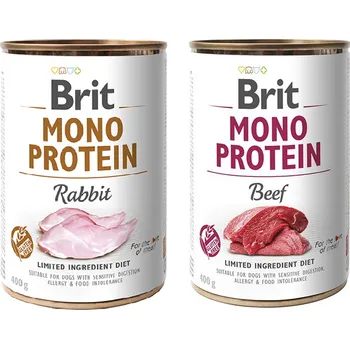 Volný čas BRIT MONO PROTEIN RABBIT 12x400g + BRIT MONO PROTEIN BEEF 12x400g