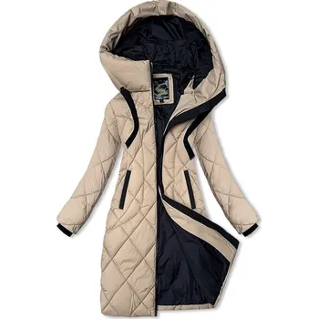 Béžová dámská bunda pro přechodné období s kapucí Libland (LD-7735) odstíny béžové XL (42)