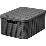 Koš Curver s víkem Rattan Style M graphite