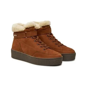 Dámská zimní obuv Kotníková obuv Tommy Hilfiger Faux Fur Nubuck Low Lace-Up FW0FW08172 Hnědá 36