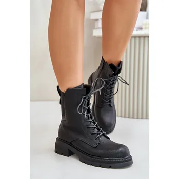 Dámské kozačky Zateplené boty worker na zip Leairae Barva: Černá, Velikost: 39