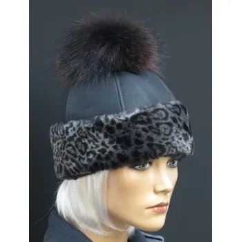 Čepice Splus Dámská kožešinová čepice s bambulí z mývalovce - 4781 napalan Velikost: 54/55 cm