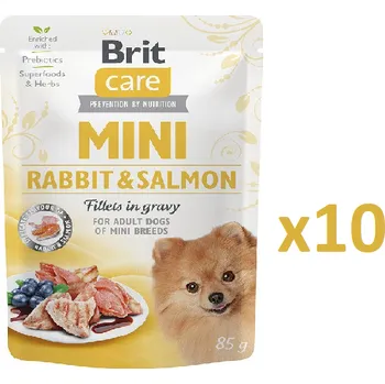 Brit Care Mini Rabbit & Salmon fillets in gravy 10x85g
