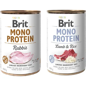 Volný čas BRIT MONO PROTEIN RABBIT 12x400g + BRIT MONO PROTEIN LAMB & BROWN RICE 12x400g