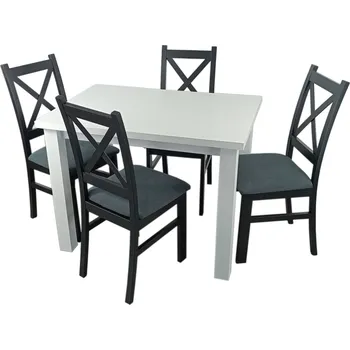 Jídelní set Jídelní sestava 4+1 LABRUM 100x70 cm bílá/černá/Moric 8