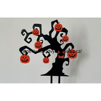 Dortová svíčka Halloween #003 zápich - Strašidelný strom s dýněmi