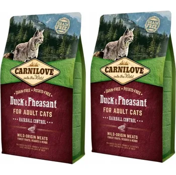 Krmivo pro kočku CARNILOVE Cat Duck & Pheasant Hairball Control 2x6kg