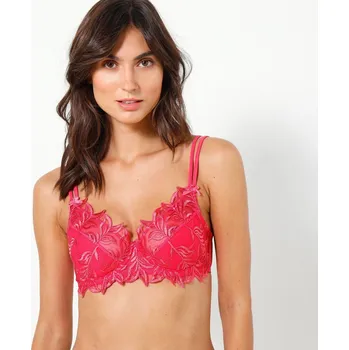 Podprsenka Blancheporte Sada 2 podprsenek z krajky a vyšívaného tylu, s kosticemi oranžová+fuchsie 80E