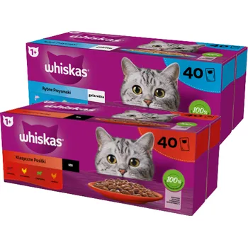 Krmivo pro kočku WHISKAS Adult sáčky 40 x 85 g Classic Meals + WHISKAS Adult sáčky 40 x 85 g