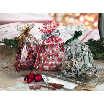 Dárková taška Celofánový sáček s motivem hvězd 25x40 cm transparentní