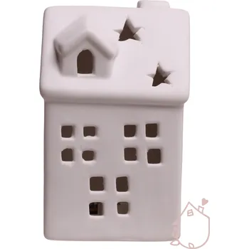 Vánoce Porcelánový domeček bílý s LED osvětlením