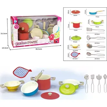 Dětská kuchyňka JOKO Sada barevných hrnců a kuchyňského náčiní 11 dílů