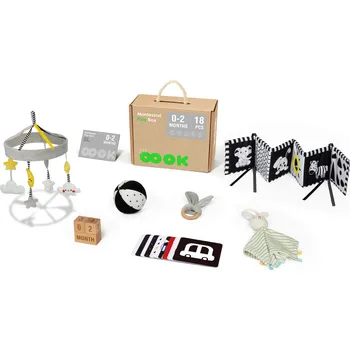 Výuková hračka Mamido Montessori box XXL 18ks dárek pro novorozence 7v1 Zrak Sluch Hmat