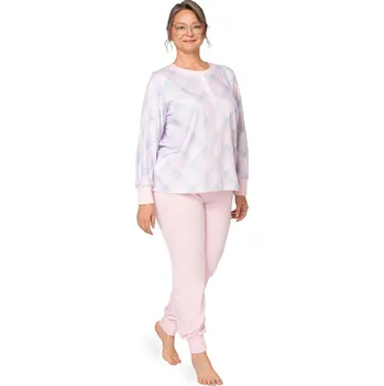 Pánské pyžamo Pyžamo Martel 258 Edyta III Interlock long/r M-3XL Růžová XXL