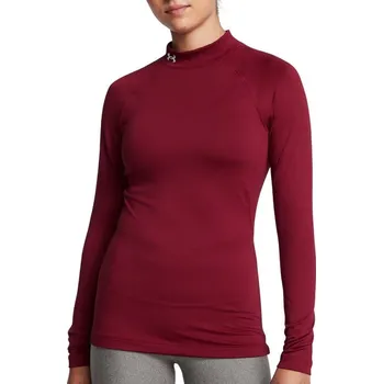 Dámské tričko UA CG Authentics Mockneck-RED Under Armour tmavě červená 2980039