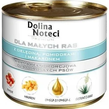 Krmivo pro psa Dolina Noteci PREMIUM pro psy malých plemen s telecím rajčaty a těstovinami 12x185 g SLEVA 2%