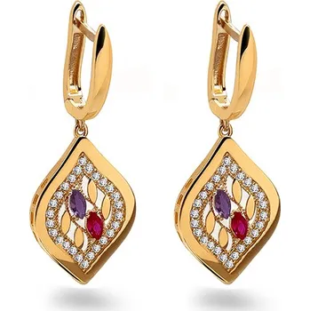 Náušnice Náušnice se simulovaným rubínem a ametystem IZ31304 + dárkové balení LUXUS zdarma