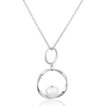 Náhrdelník JVD Módní stříbrný náhrdelník s pravou perlou SVLN0355XD2P145 + 2 měsíce na vrácení zboží