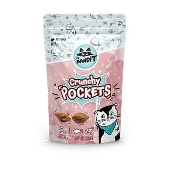Pamlsek pro kočku Mr Bandit Crunchy Pockets s tuňákem a krevetami 40g