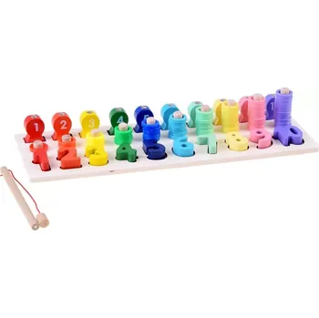 Dřevěná hračka Jokomisiada vkládačka čísla a rybičky