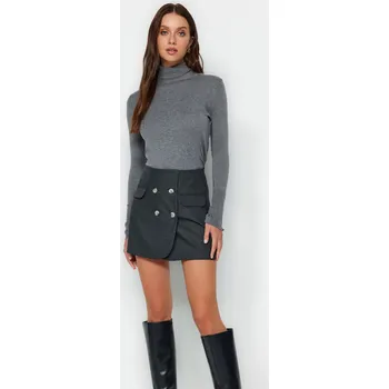Cizojazyčná kniha Trendyol Black Button Detailed Woven Shorts Skirt Trendyol šedá 2505846