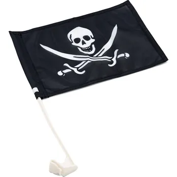 Vlajka Pirátská vlajka s držákem na auto - 20 x 30 cm