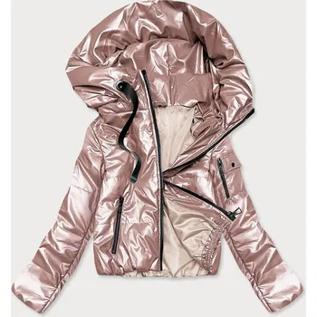 Krátká dámská bunda v perleťově růžové barvě (B8138-51) odstíny růžové XXL (44)