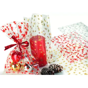 Potravinová fólie Celofánový sáček Transparentní Hvězda 18x50 cm