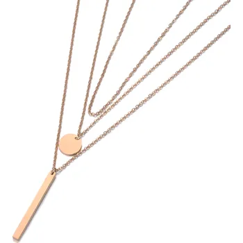 Náhrdelník B-TOP Vícevrstvý náhrdelník z nerezové oceli Fashion - růžové pozlacení