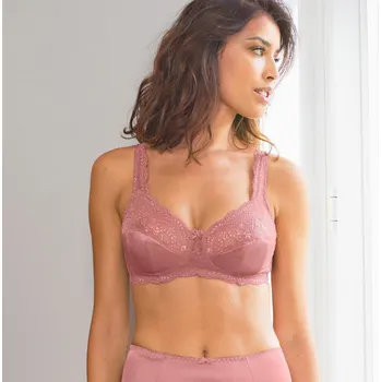 Podprsenka Confidence Lingerie Sada 2 saténových podprsenek Salford s krajkou, bez kostic perleťová+granátová 80B