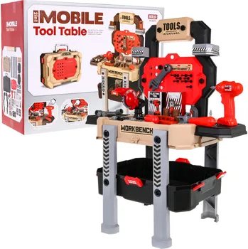 Dětská dílna Mamido Dětský kutilský stolek 78 dílů červený