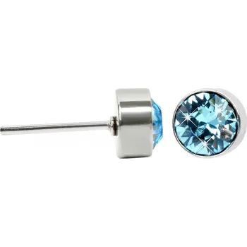 Šperk Levien Jemné ocelové náušnice pecky Chaton Aquamarine + 2 měsíce na vrácení zboží