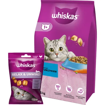 Krmivo pro kočku Whiskas Adult tuňák 14 kg + WHISKAS Energy and Vitality 45g pamlsek pro kočky, s kuřecím masem