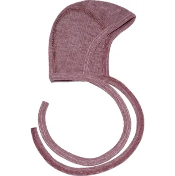 Kojenecká čepice Zavazovací čepička z merino vlny, bavlny a hedvábí vínový melír Cosilana Velikost: 41-43cm (vel 62/68)