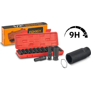 Gola sada Foxigy Profesionální sada rázových nástavců 1/2" 78mm 10ks 10-24mm