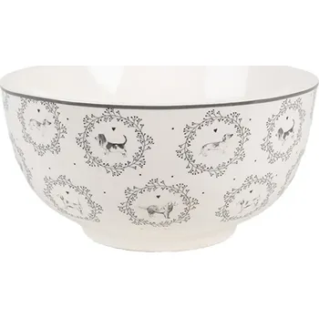 Bílá keramická miska na polévku s motivem pejsků Lovely Grey Dogs – 500 ml
