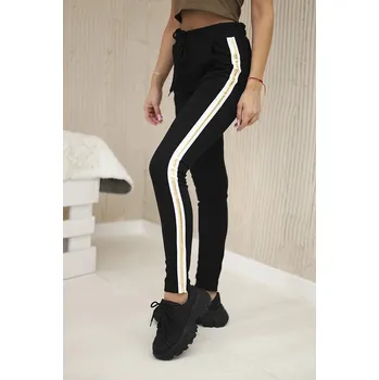 Bavlněné kalhoty se zlatým proužkem černý 4XL