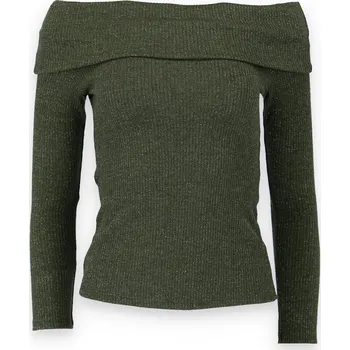 Dámská halenka Halenka přes ramena lurex U10538 Italie barva: zelená-khaki