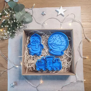 Kosmetická sada Pan Piškot Modré Vánoce sada vykrajovátek na cukroví