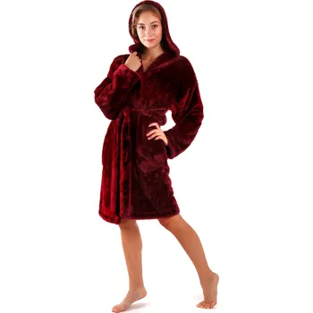Dámský župan Dámský župan Lilly extra s kapucí 3/4 one size 3320 vínová - Vestis S-M