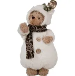 Vánoční dekorace plyšový medvídek v kostýmu sněhuláka – 40 cm