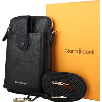 Kabelka Luxusní malá kožená crossbody kabelka (pouzdro na mobil) Gianni Conti 305 černá