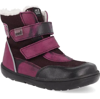 Dívčí zimní obuv Barefoot dětské zimní boty KTR - melír vínové Velikost: 30